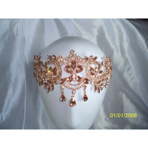 Peach Rhinestone Flapper Gatsby Bridal Headpiece Headpiece 1920 Flapper headband - Picture 1 of 5